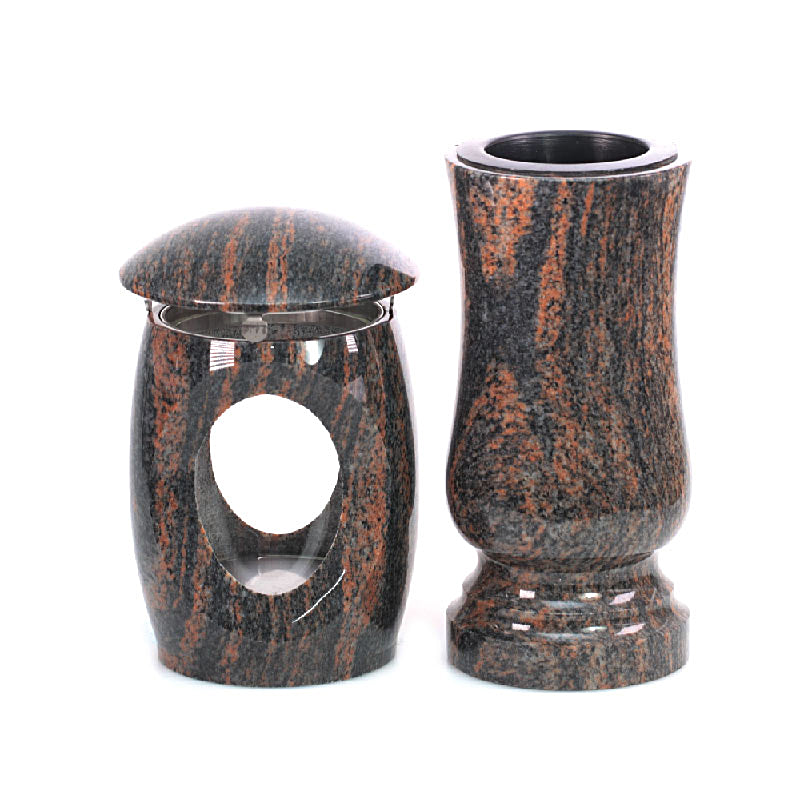 Grablaterne Grabvase Set aus Granit – Gneis
