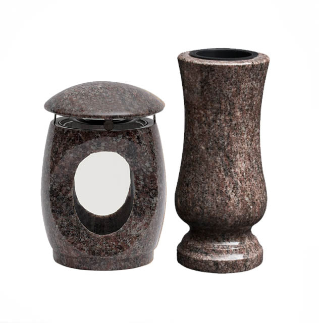 Grablaterne Grabvase Set aus Granit – Impala