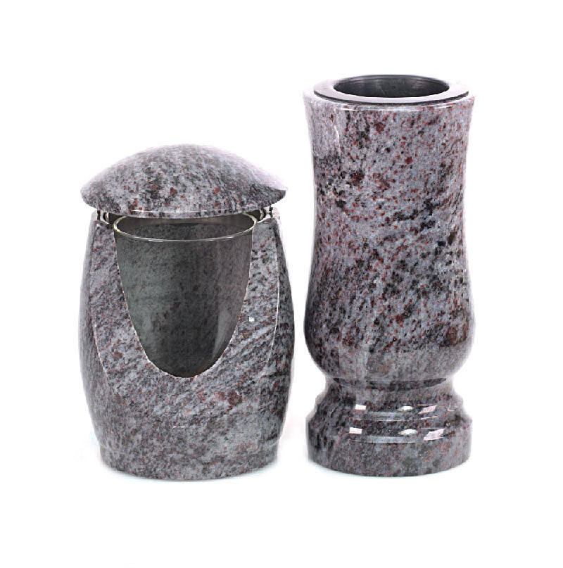 Grablaterne Grabvase Set aus Granit – Orion