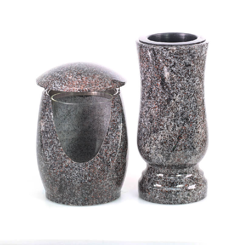 Grablaterne Grabvase Set aus Granit – Paradiso