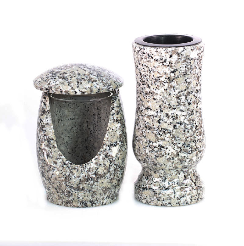 Grablaterne Grabvase Set aus Granit – Schlesisch