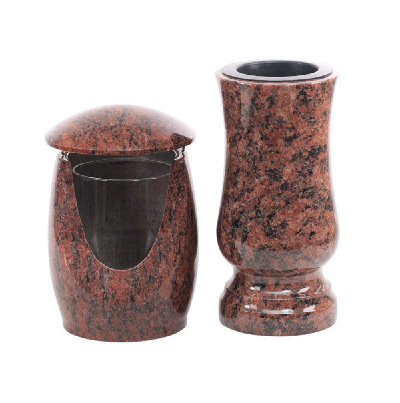 Grablaterne Grabvase Set aus Granit – Vanga