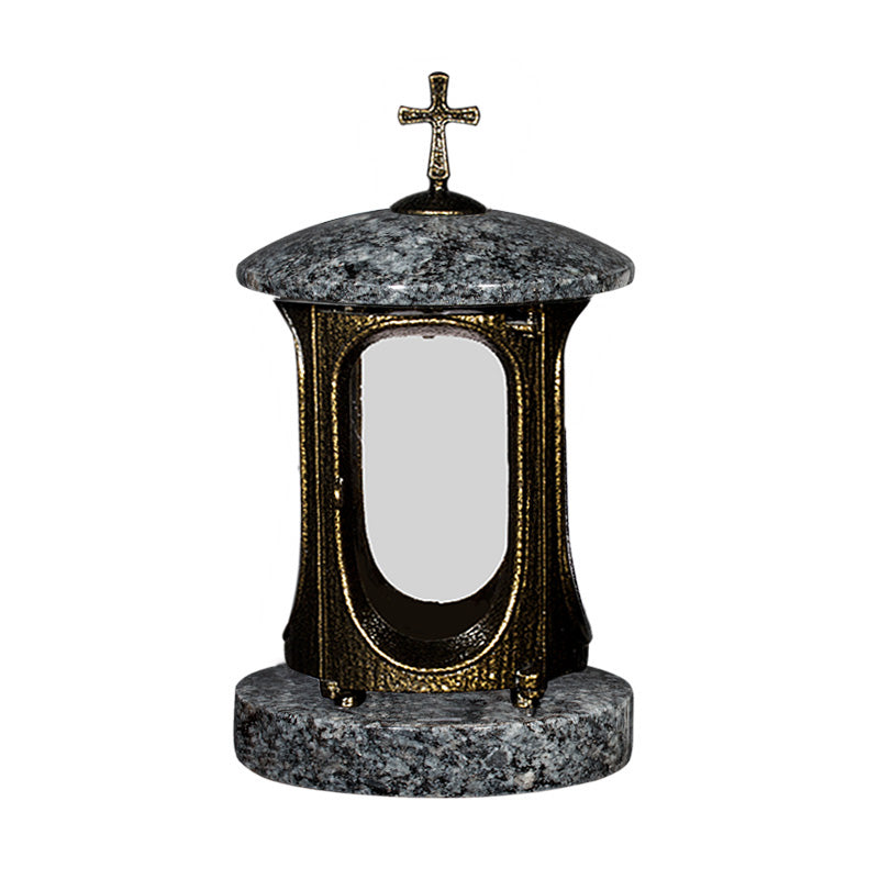 Grablaterne aus Granit Antik – Azul Noche mit Kreuz