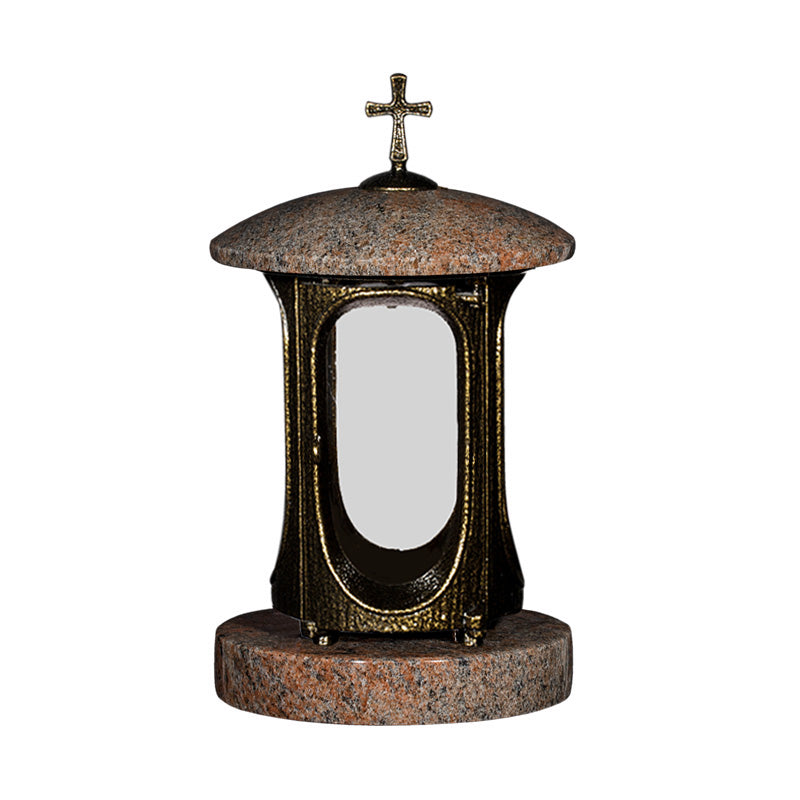 Grablaterne aus Granit Antik – Multicolor mit Kreuz