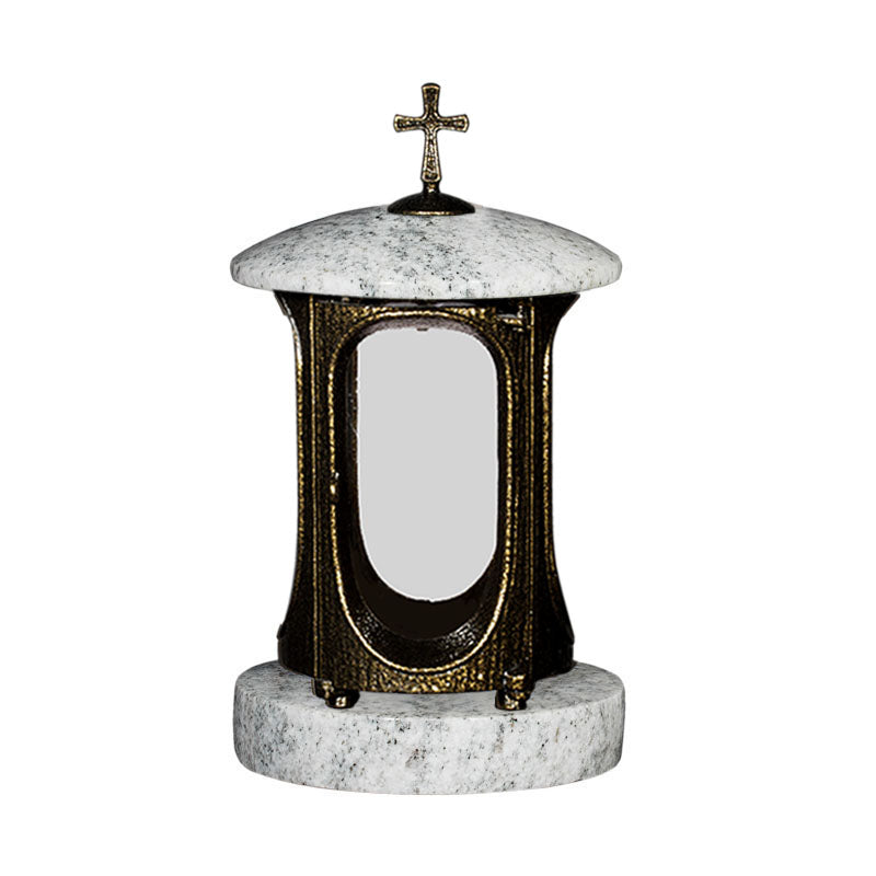 Grablaterne aus Granit Antik – Viscont White mit Kreuz