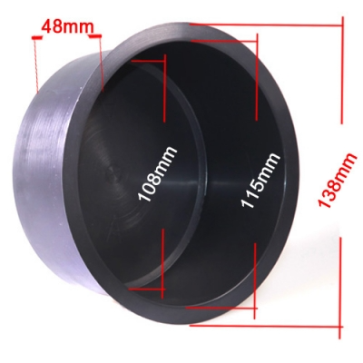 Maßabbildung Schaleneinsatz Ø 138 mm mit Maßlinien für 138 mm, 115 mm, 108 mm und 48 mm Höhe